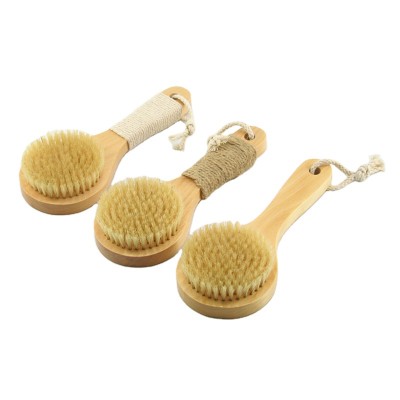 Eco-friendly private label Short handle hemu wooden shower back vegan boar bristles massage body dry brush